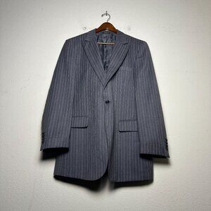 Apollo King Grey Blazer Coat Pinstripe Jacket Vest 2 Piece Suit Men Formal 42L